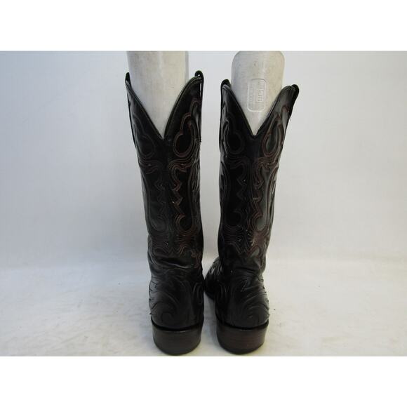 J CHISHOLM Mens Size 9.5 D Black Red Leather Cowboy Western Boots main image 9